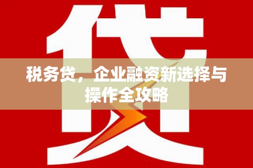 三门峡税务贷，企业融资新选择与操作全攻略