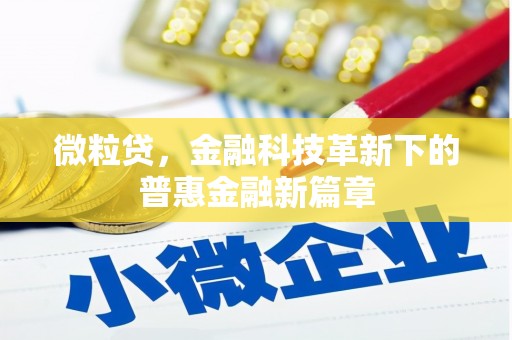 三门峡微粒贷，金融科技革新下的普惠金融新篇章
