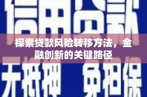 三门峡探索贷款风险转移方法，金融创新的关键路径