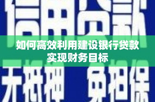 三门峡如何高效利用建设银行贷款实现财务目标