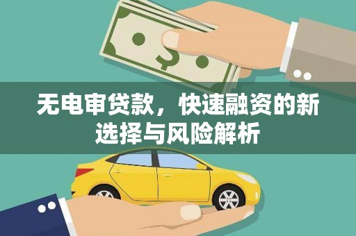 三门峡无电审贷款，快速融资的新选择与风险解析