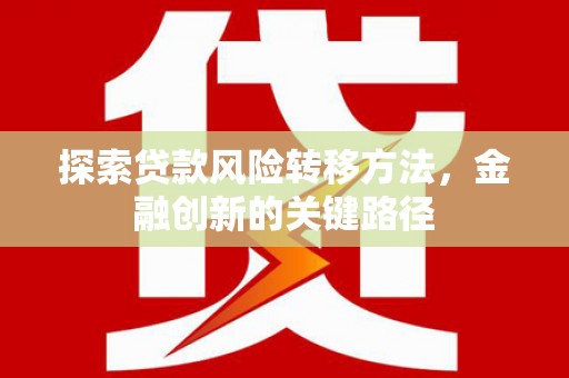 三门峡探索贷款风险转移方法，金融创新的关键路径
